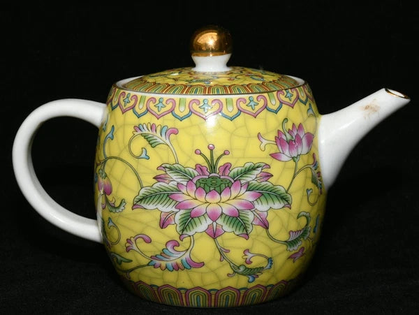 5.9'' Yongzheng Marked Enamel Colour Porcelain Gilt Flower Wine Tea Pot Flagon