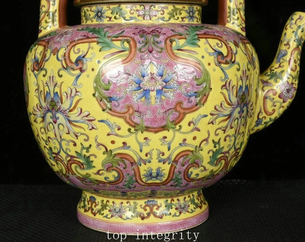 14.9" Top China Enamel Colour Porcelain Palace Flower Pattern Wine Teapot Flagon