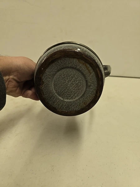 Antique Victorian Graniteware & Pewter Enameled Coffe Tea Pot