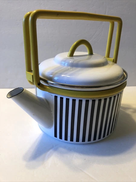 Gailstyn-Sutton Katja House Enamel Teapot Kettle 1984 Abstract Bar Code Design