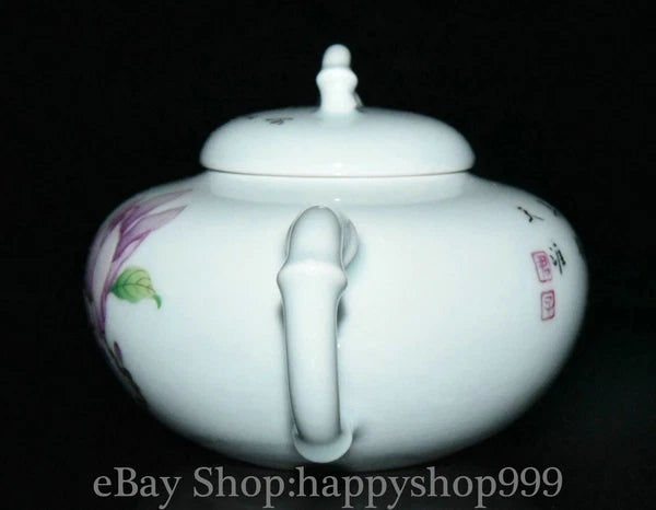 5.6" Chinease Yongzheng Marked Enamel Porcelain Flower Pattern Teapot Teakettle