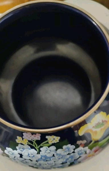 1983 GAILSTYN-SUTTON "Flower Garden" Vintage Enamel Ware Teapot Wooden Handle...