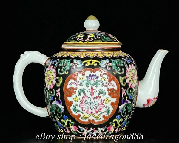 6" Yongzheng Marked Enamel Porcelain Flower Leaf Pattern Wine Teapot Cup Set