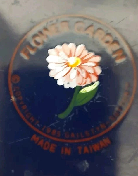 1983 GAILSTYN-SUTTON "Flower Garden" Vintage Enamel Ware Teapot Wooden Handle...