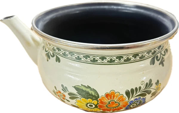 ASTA Germany Enamel Tea Kettle Teapot Floral with Lid; "PARTS", DECORATION