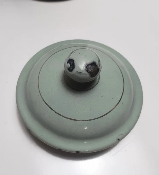 Antique Art Nouveau Jugendstil Blue Enamelware W/ Raised Elements Teapot Kettle