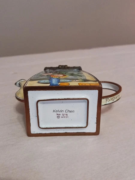 Kelvin Chen Handpainted Miniature Enamel Tea Pot P. Cezanne "The Blue Vase" #378