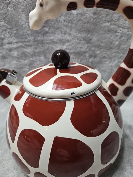 GIRAFFE TEAPOT Supreme Housewares Whistling  Enamel On Steel Tea Kettle