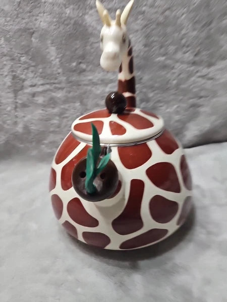 GIRAFFE TEAPOT Supreme Housewares Whistling  Enamel On Steel Tea Kettle