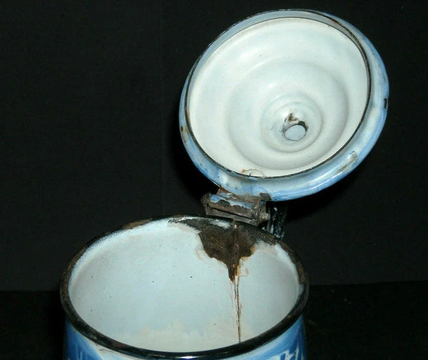 Beautiful IRIS Blue & White Swirl Graniteware Tea Pot - Enamel Ware