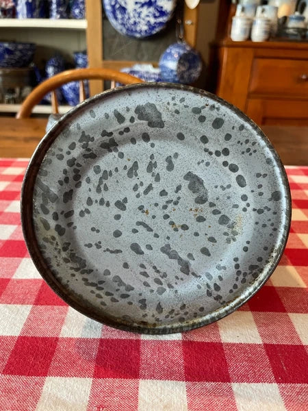 Antique Gray Graniteware Gooseneck Teapot