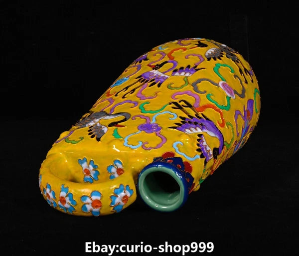 10.2"Old Dynasty Filigree Enamel Porcelain Phoenix Crane Bird Wine Teapot Flagon