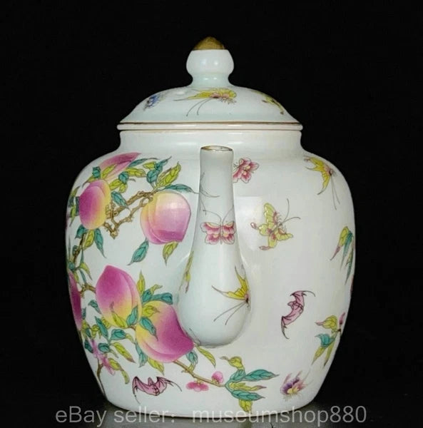 6" Qing Yongzheng Chinese Colour enamel Gilt Porcelain Peach Tea Pot Cup set