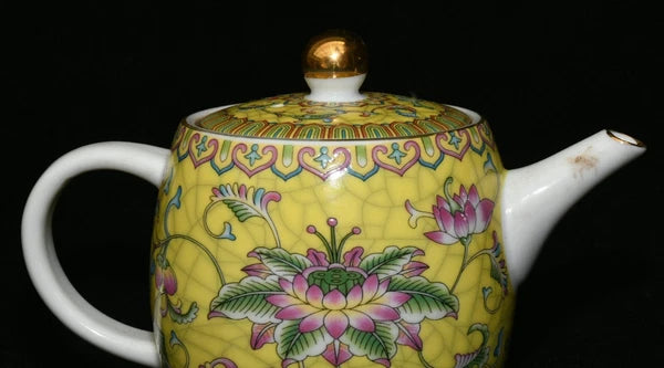 5.9'' Yongzheng Marked Enamel Colour Porcelain Gilt Flower Wine Tea Pot Flagon