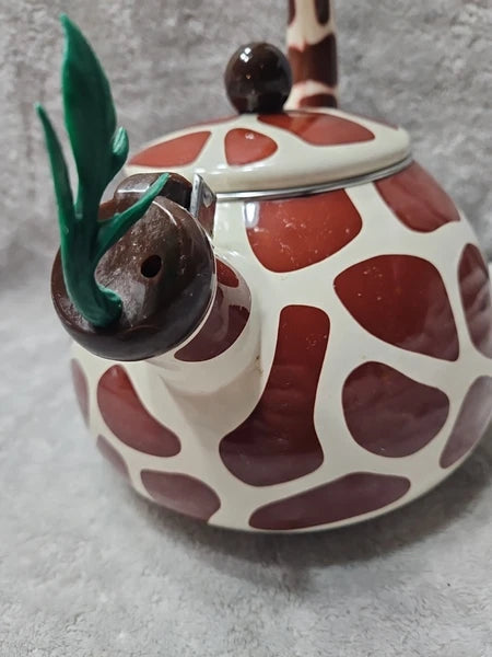 GIRAFFE TEAPOT Supreme Housewares Whistling  Enamel On Steel Tea Kettle