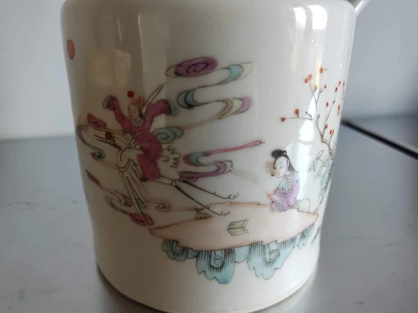 Antique Chinese Teapot 19c /Enamelled porcelain / Hand painted Teapot