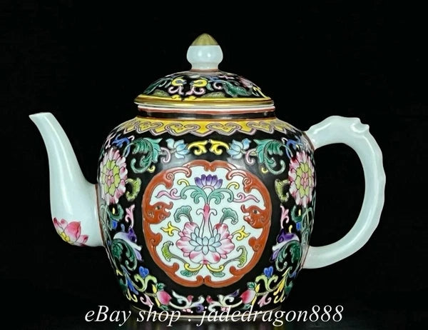 6" Yongzheng Marked Enamel Porcelain Flower Leaf Pattern Wine Teapot Cup Set