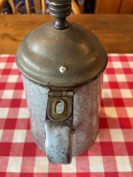 Antique Gray Graniteware Gooseneck Teapot