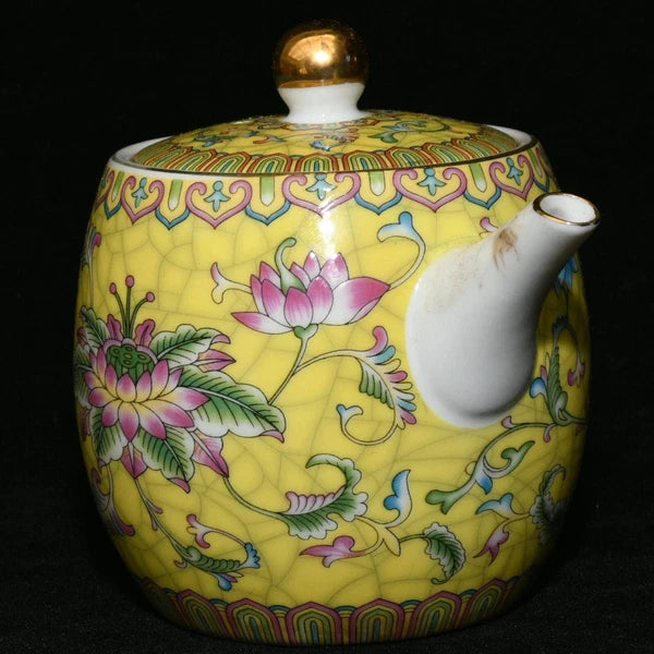 5.9'' Yongzheng Marked Enamel Colour Porcelain Gilt Flower Wine Tea Pot Flagon