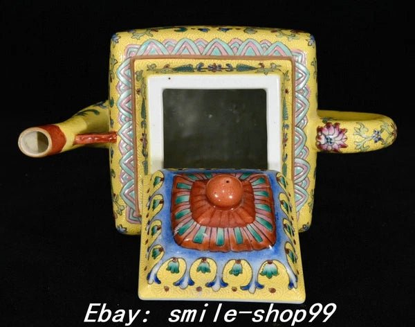 7" Yongzheng Enamel Colour Porcelain landscape Word Pattern Wine Tea Pot Flagon