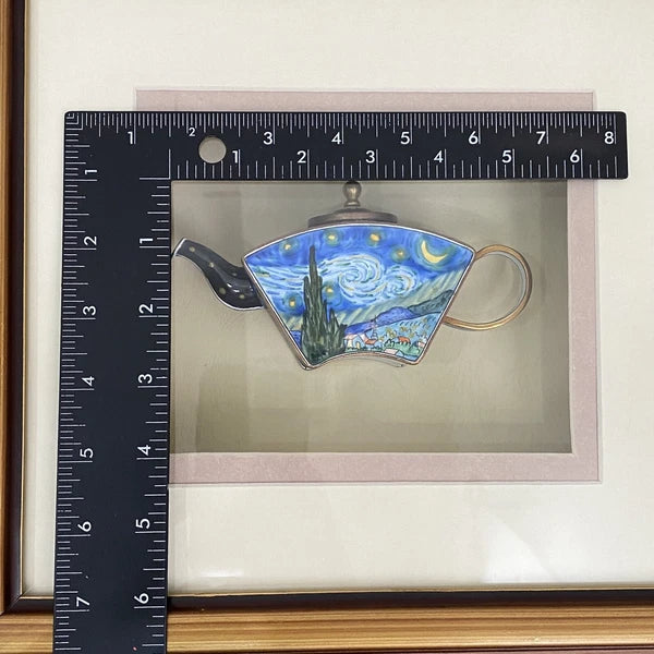 2001 KELVIN CHEN Enamel Lidded Tea Pot Starry Night Vangogh Mini Teapot Framed