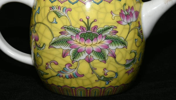 5.9'' Yongzheng Marked Enamel Colour Porcelain Gilt Flower Wine Tea Pot Flagon