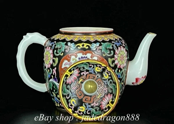 6" Yongzheng Marked Enamel Porcelain Flower Leaf Pattern Wine Teapot Cup Set