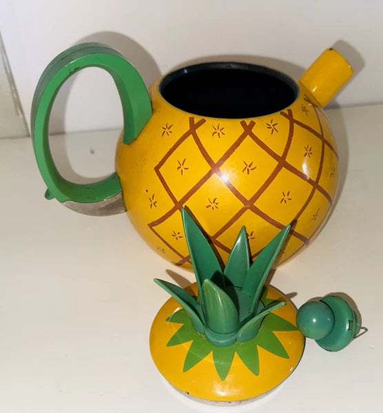 Copco Enamel On Steel Pineapple 2.5qt Whistling Tea Kettle Teapot 1970's?