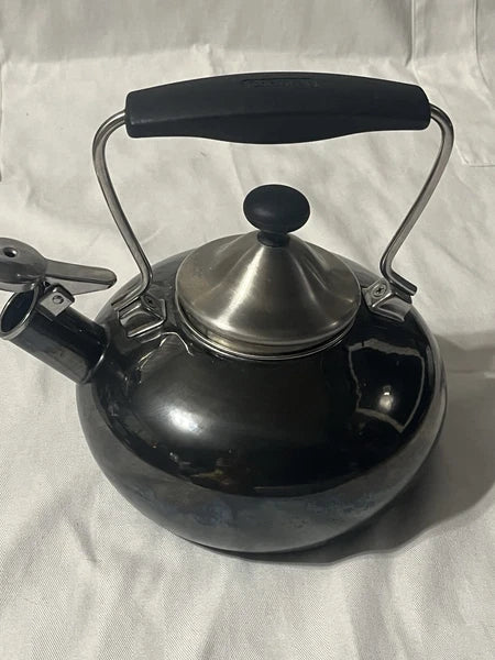 Chantal Tea Pot Kettle Enamel On Steel 1.7 Qt Black Finish