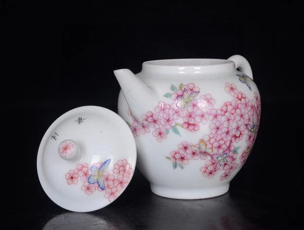 5“ China exquisite porcelain Qing Qianlong Enamel flower Butterfly pattern pot