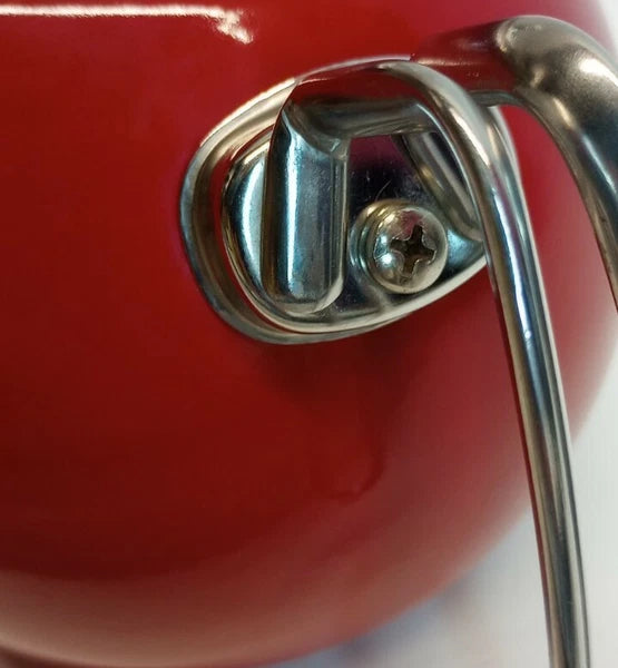 Adorable Chantal Teapot Kettle Rich Red Enamel Stainless Accent German 1.75 ltr