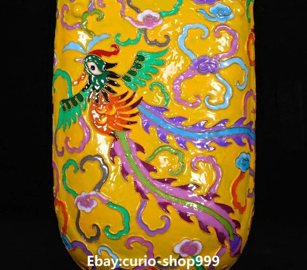 10.2"Old Dynasty Filigree Enamel Porcelain Phoenix Crane Bird Wine Teapot Flagon