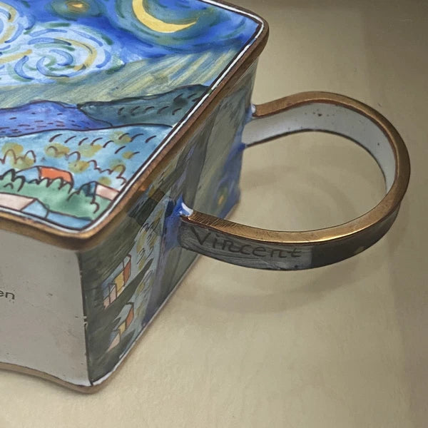 2001 KELVIN CHEN Enamel Lidded Tea Pot Starry Night Vangogh Mini Teapot Framed