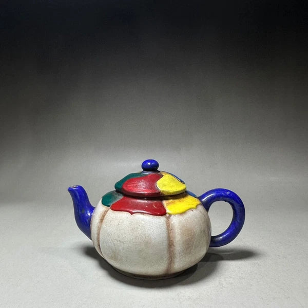 Chinese Yixing Zisha Clay Handmade Exquisite Enamel Colour Mirror Teapot 15859