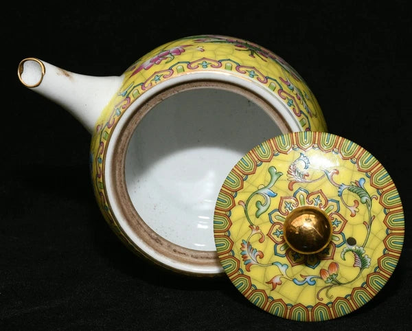 5.9'' Yongzheng Marked Enamel Colour Porcelain Gilt Flower Wine Tea Pot Flagon