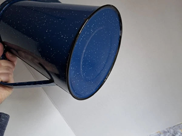 Enamelware Coffee Tea Pot Kettle With Lid and 5 Cups-Blue And White Speckled  S