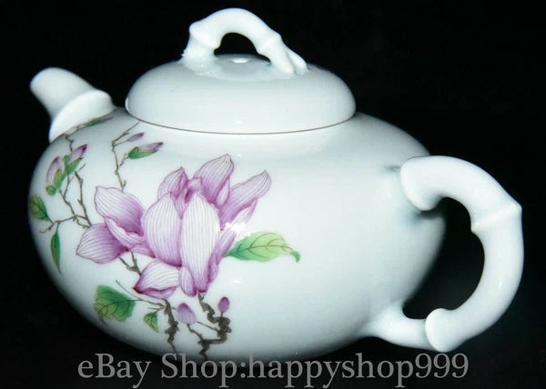 5.6" Chinease Yongzheng Marked Enamel Porcelain Flower Pattern Teapot Teakettle