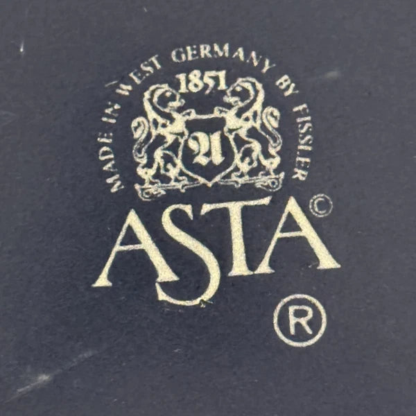 ASTA Enamelware Tea Kettle 1960s Teapot Brass Handles Floral Vtg West Germany