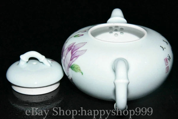 5.6" Chinease Yongzheng Marked Enamel Porcelain Flower Pattern Teapot Teakettle