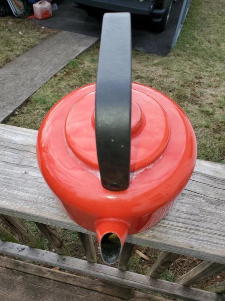 Dansk Japan Red Enamel Teapot Kettle