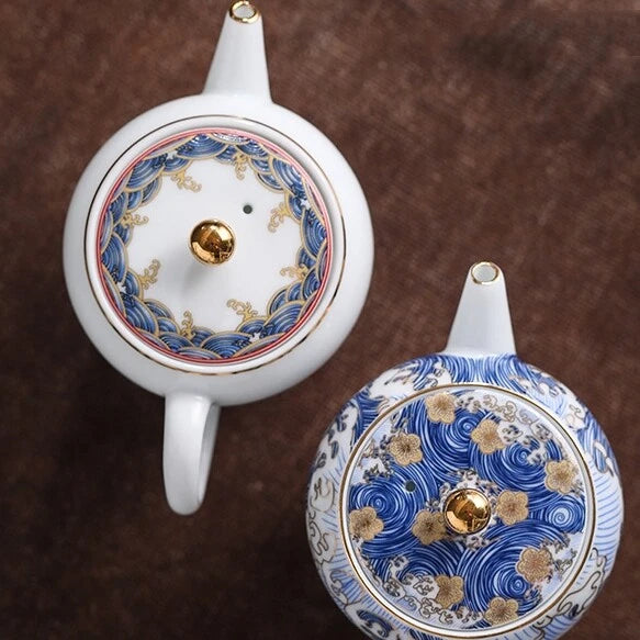 Complete Tea Set Porcelain Tea Pot Color Enamel Craft Matching Cup Saucer Gaiwan