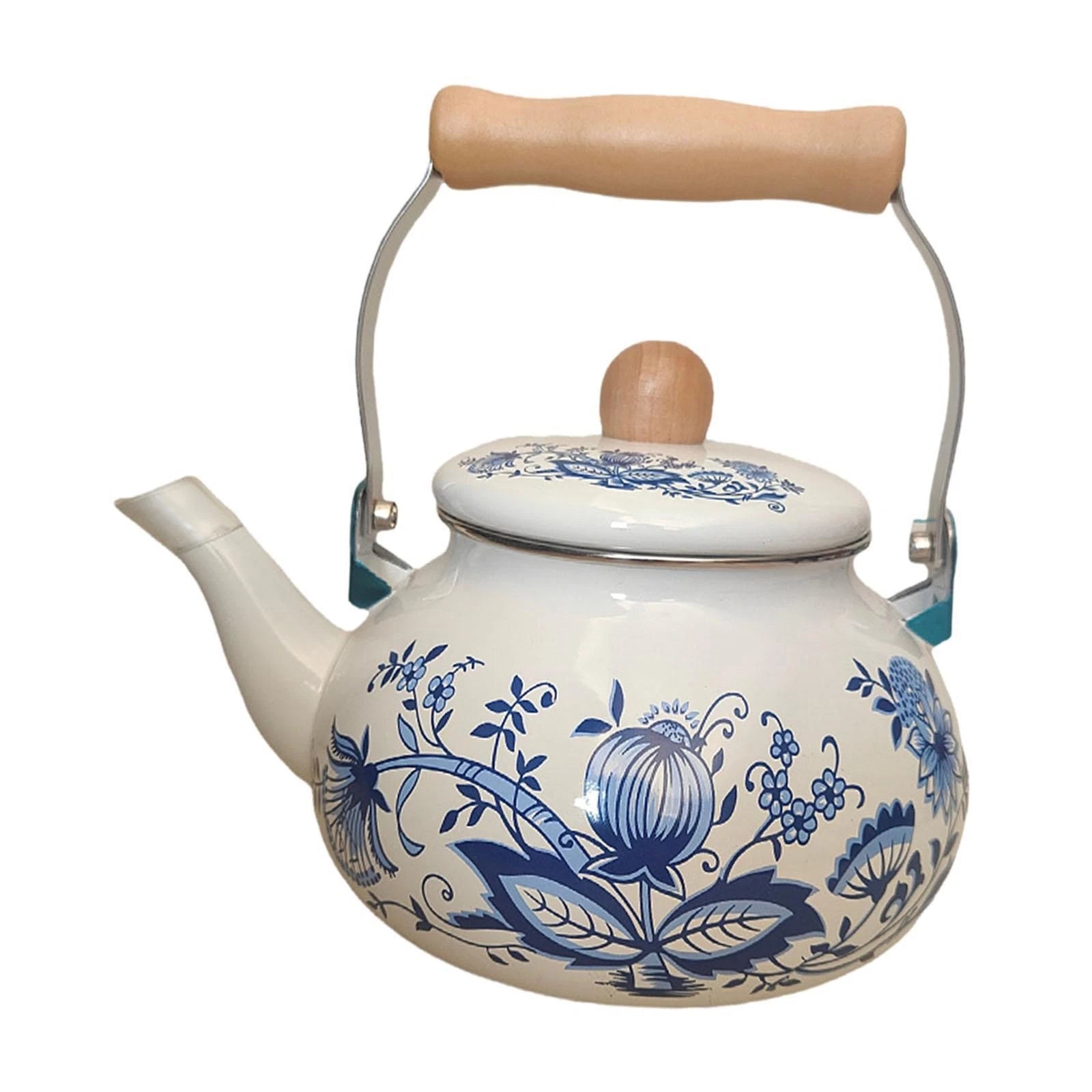 Enamel Tea Kettle Floral Enamel Pot 2.5L Large Capacity Vintage Decorative