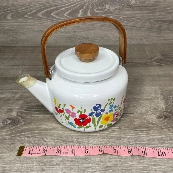 Vintage gailstyn sutton early spring enamel teapot