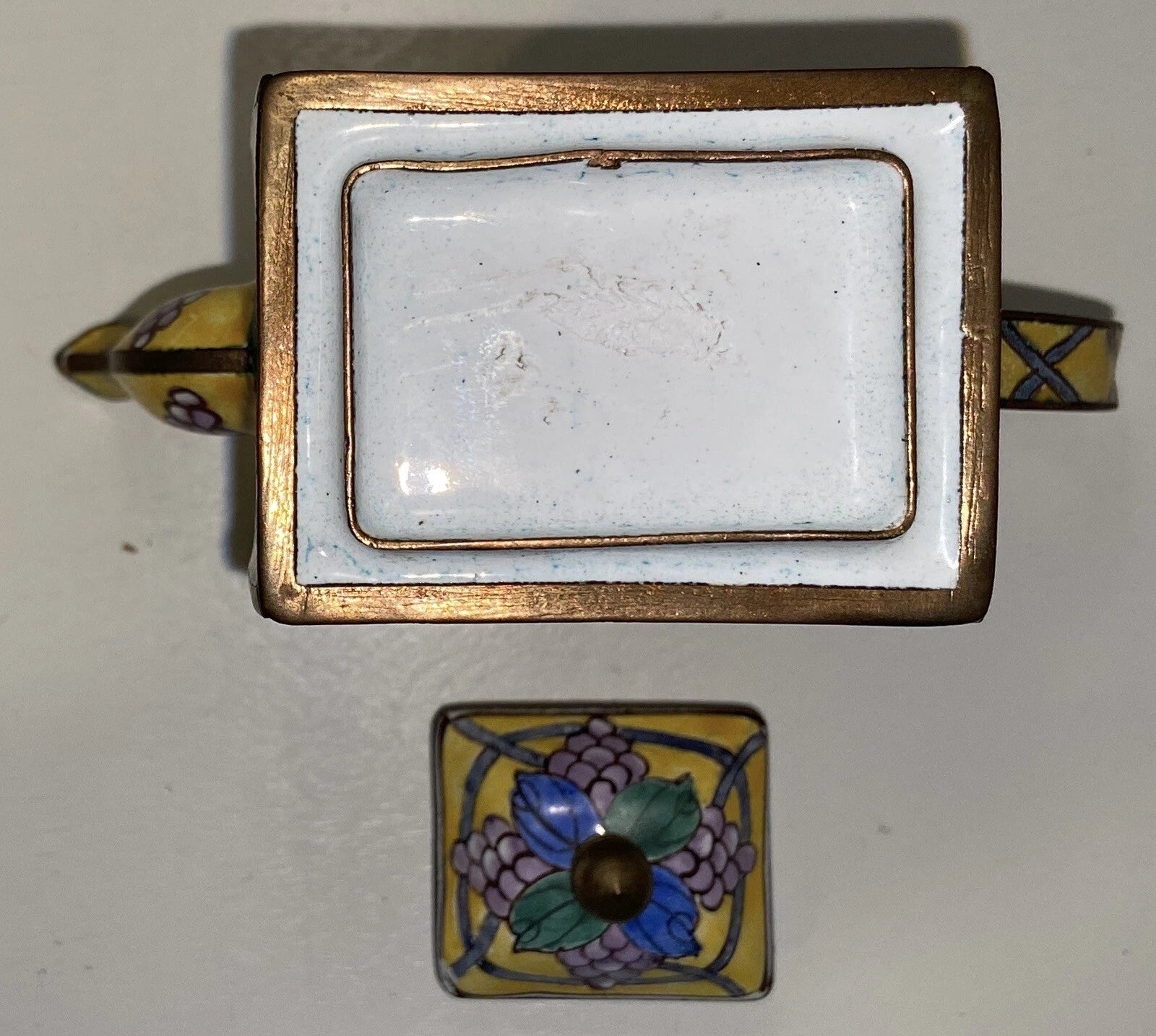 Vintage Miniature Enamel Teapot Hummingbird Hand painted