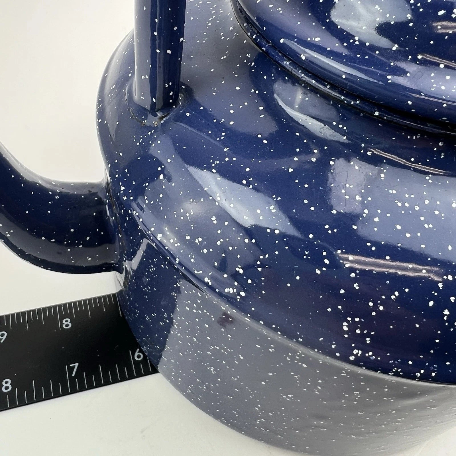 Vintage Blue Enamel Enamelware Teapot Kettle Lid