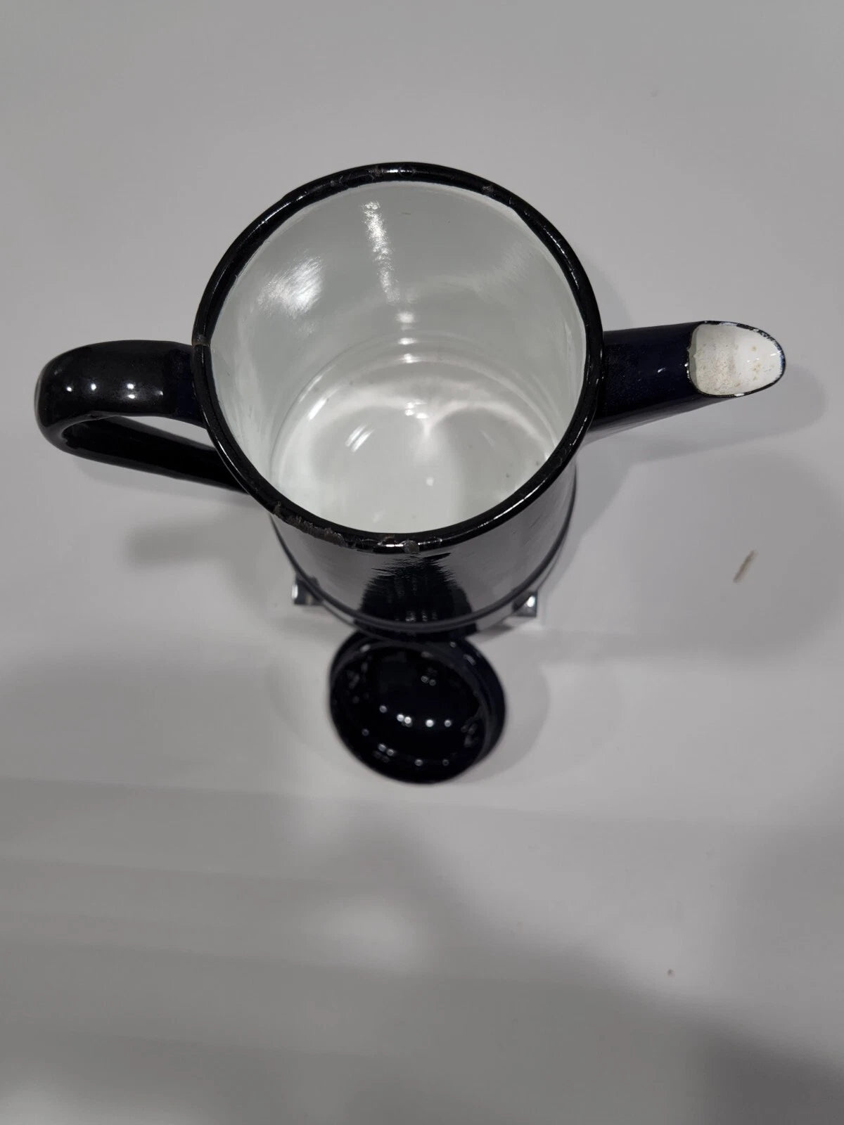 Vintage  Cobalt Blue Enamelware Teapot/Pitcher  Goose neck spout  Poland RARE