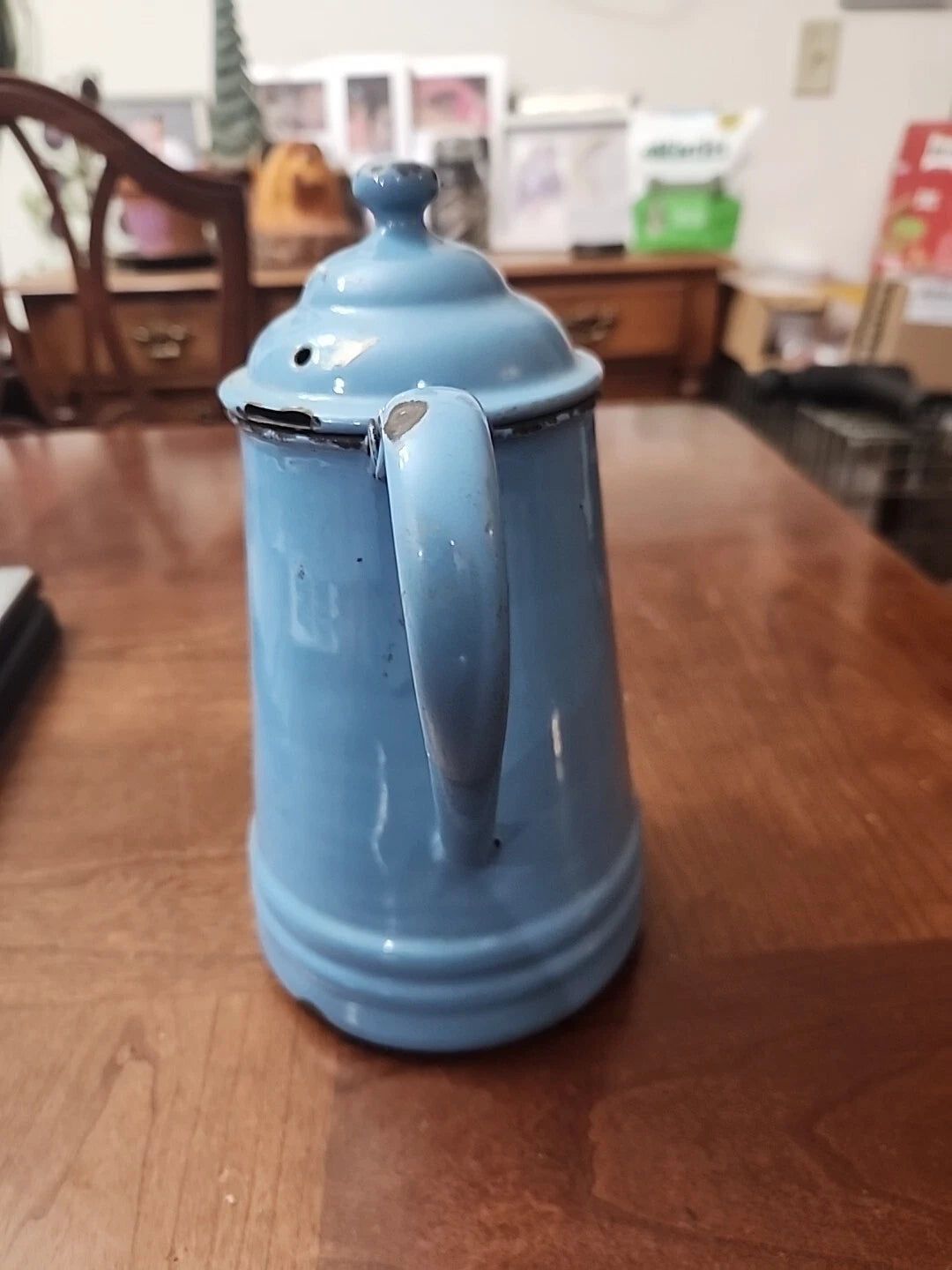 Vintage Pyrolite German Enamelware Teapot Coffee Blue 1.5 Qt