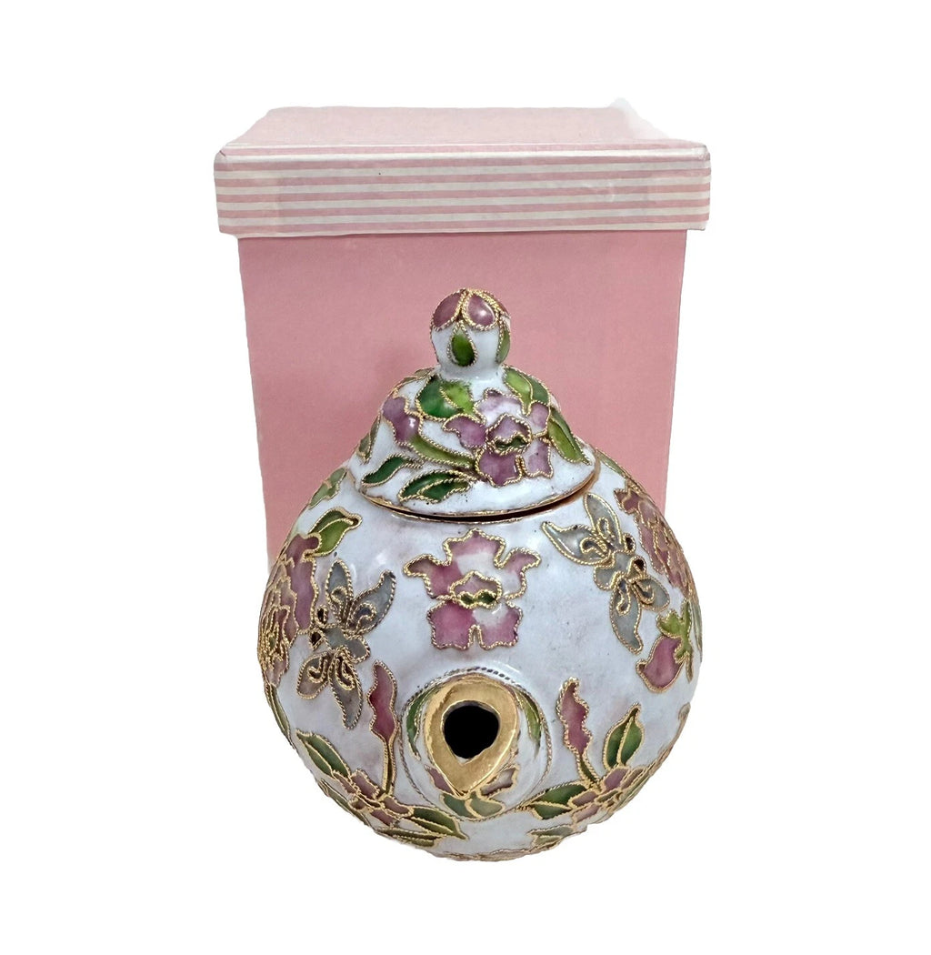 Vintage Teapot Enamel Cloisonne Mini Teapot Pink Nyco 3.75" New