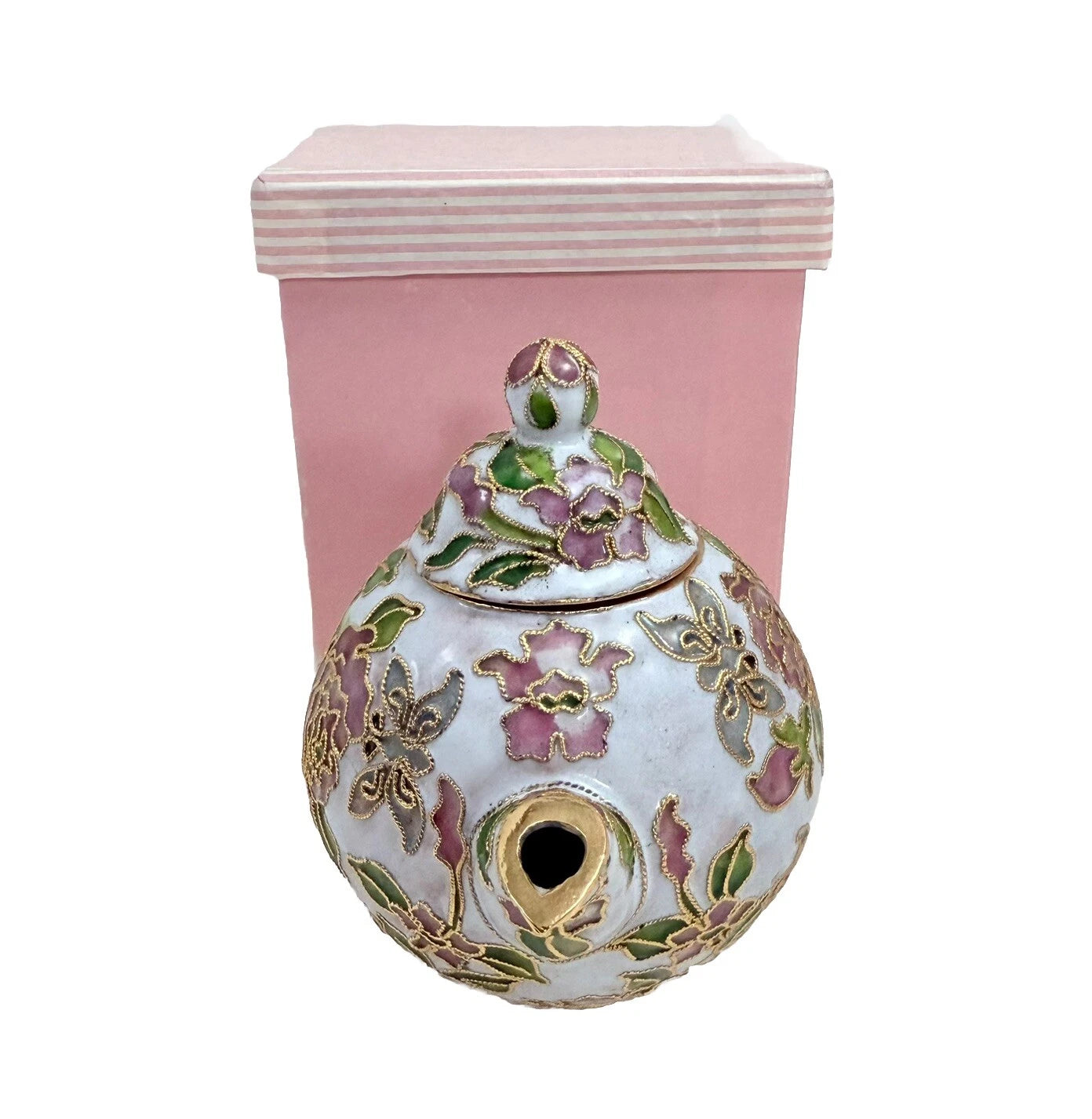 Vintage Teapot Enamel Cloisonne Mini Teapot Pink Nyco 3.75" New