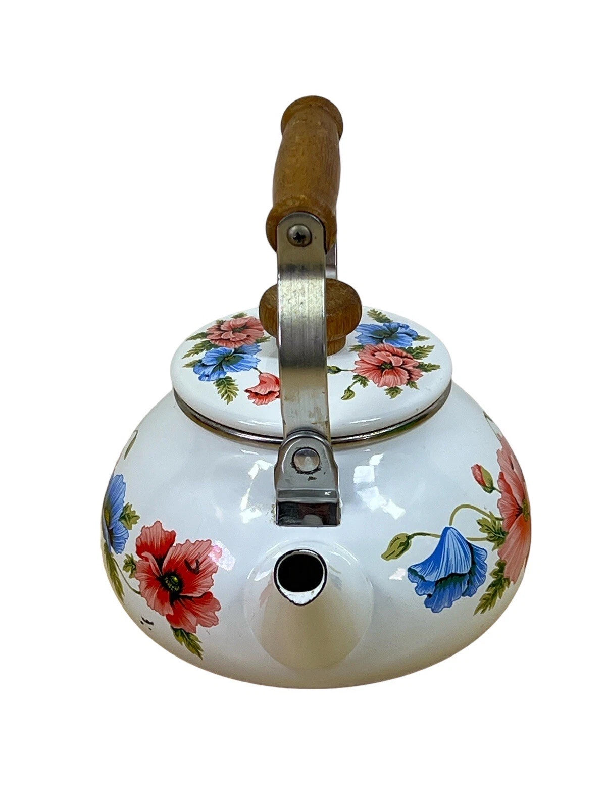 vtg 1983 Enamel Dogwood Tea Pot Kettle Gailstyn-Sutton Cottagecore